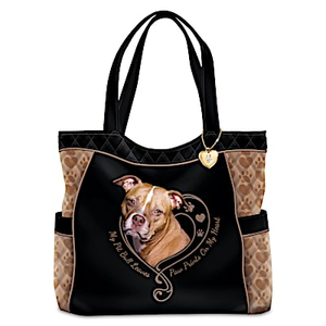 Paw Prints On My Heart Pit Bull Tote Bag
