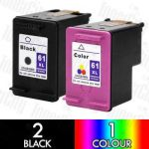 HP 61XL Black (CH563WA) + Colour (CH564WA) High Yield 3 Pack Compatible Inkjet Cartridge Combo