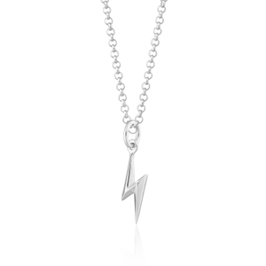 Silver Lightning Bolt Charm Necklace