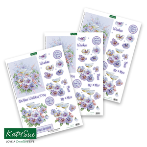 Die Cut Decoupage – Champagne and Violets (pack of 3)