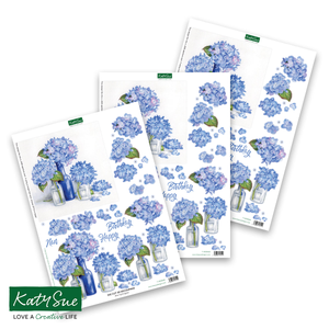 Die Cut Decoupage – Blue Hydrangeas (pack of 3)