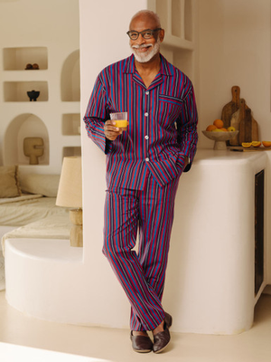Navy & Red Cotton Club Stripe Pajamas