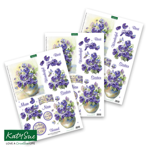 Die Cut Decoupage – Vases of Pansies (pack of 3)