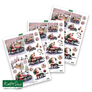 Die Cut Decoupage – Santa's Car (pack of 3)
