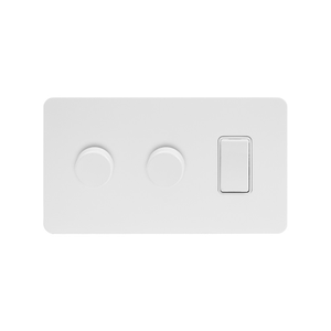 Soho Lighting White Metal 3 Gang Dimmer and Rocker Switch Combo (2 x 2-Way Intelligent Dimmer & 1 x 2-Way Switch)