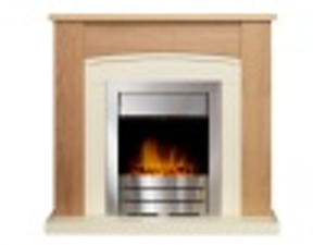 Adam Chilton Fireplace in Oak & Cream with Colorado Electric Fire in Brushed Steel, 39 Inch