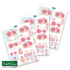 Die Cut Decoupage – Teacup, Flowers and Cake (pack of 3)