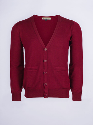 Wine Merino Cardigan