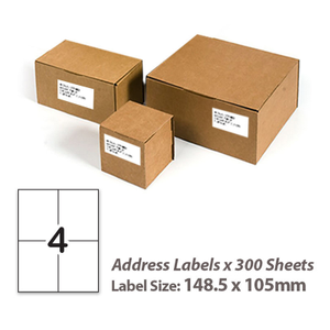 300 Sheets A4 White Self Adhesive Paper Address Mailing Laser Inkjet Sticker Labels 148.5 x 105mm - 4 Labels Per Sheet
