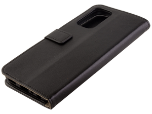 Synthetic Leather Wallet Case with Stand for OPPO A74 5G - Black