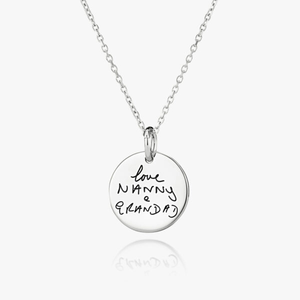 Silver Disc Handwriting Necklace