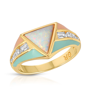 Bright Side Ring- Coral & Mint (L 1/2 (UK))