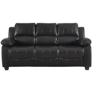 Valerie Black Leather Comfortable Modern 3 Seater Sofa