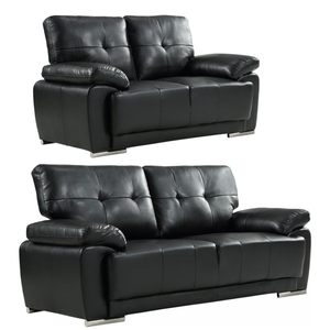 Sienna Black Leather Contemporary 3+2 Seater Sofa Set