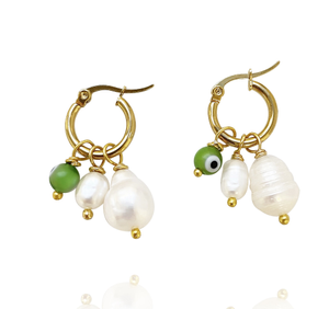Evil Eye & Pearl Hoop Earrings Tina (one size)