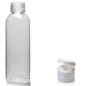150ml Tall Clear PET Boston Bottle & 24mm Flip Top Cap - Smooth White