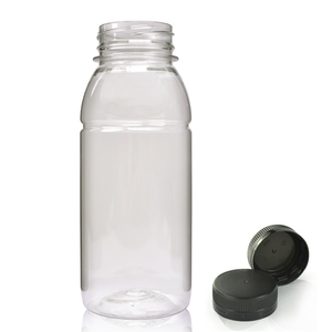 250ml Plastic Juice Bottle & 38mm T/E Juice Screw Cap - Black