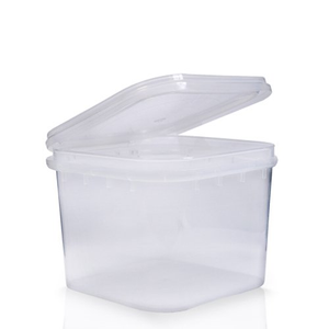 350ml Clear Square Food Pot With Hinged Lid (IP)