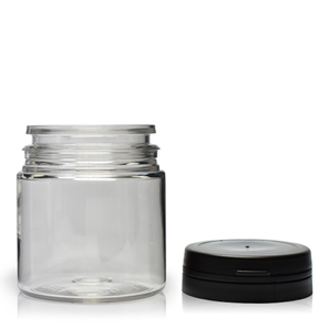 50ml Clear Plastic Pill Jar & 40mm Snap-Hinge Cap - White