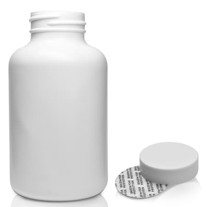 250ml White Pharmapac Container & 38mm R3 White Pressure Sensitive Cap