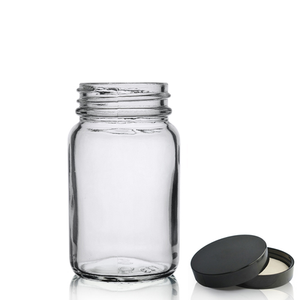 60ml Clear Glass Pharmapac Jar & 38mm Black Urea Cap