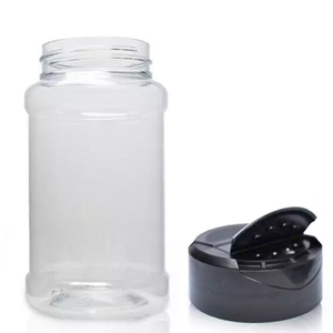 500ml PET Plastic Spice Jar & 63mm IHS Flapper Cap - Black