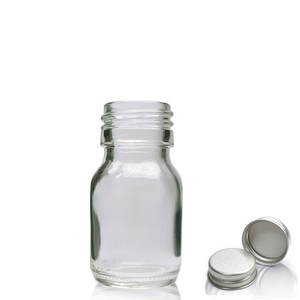 30ml Clear Glass Sirop Bottle & Aluminium Cap - Aluminium