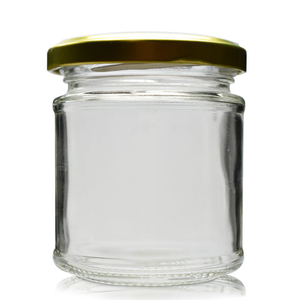 190ml (7oz) Clear Glass Preserve Jar & Twist-Off Lid - Gold