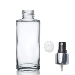 100ml Clear Glass Simplicity Bottle & 24mm Silver Atomiser Spray - Black &amp; Silver
