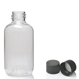 60ml Clear PET Bottle & 20mm Screw Cap - Black