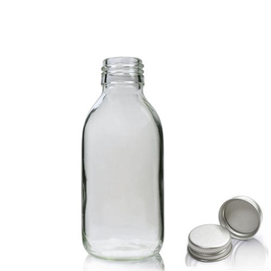 100ml Clear Glass Sirop Bottle & Aluminium Cap - Aluminium