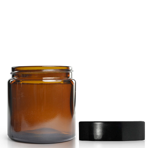 120ml Amber Glass Ointment Jar & 58mm (R3) Black Urea Cap
