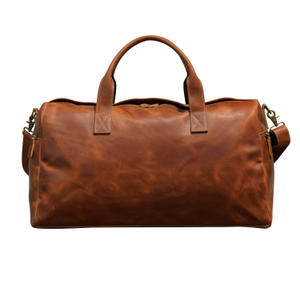 Genuine Leather Weekend Bag - Light Brown