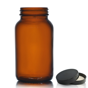 250ml Amber Glass Pharmapac Jar & Black Urea Cap
