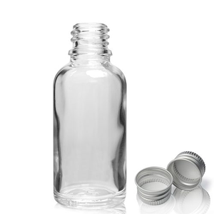 30ml Clear Glass Dropper Bottle With Aluminium Cap - Aluminum