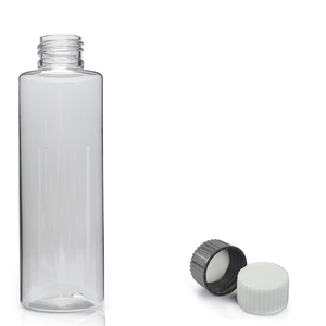 150ml Clear 30% PET/PCR Plastic Tubular Bottle & 24mm Screw Cap - White