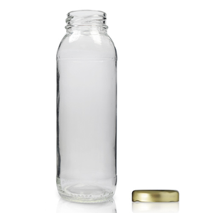 250ml Tall Glass Juice Bottle & Twist Off Cap - Gold