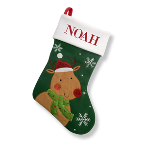 Cute Reindeer Green Santa Stocking