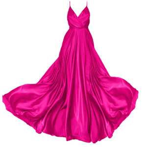 Fuchsia Satin Long Evening Dress (S)