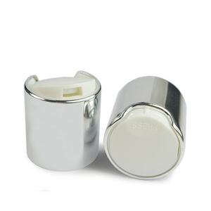 24mm White & Silver Disc Top Cap - White/Silver - Shiny