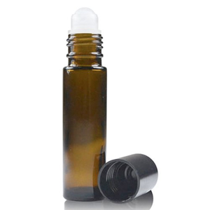 10ml Amber Glass Rollette Plastic Ball Bottle With Black Cap