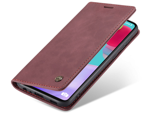 CaseMe Slim Synthetic Leather Wallet Case with Stand for Samsung Galaxy A52s/A52 - Burgundy