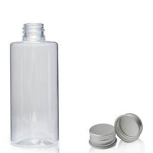 100ml Clear PET/PCR Plastic Tubular Bottle & 20mm Aluminium Cap - Aluminum