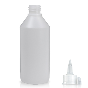 250ml Natural HDPE Plastic Round Bottle & 28mm Spout Cap