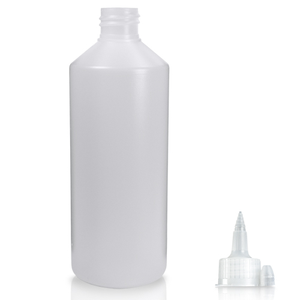 500ml Natural HDPE Plastic Round Bottle & 28mm Spout Cap