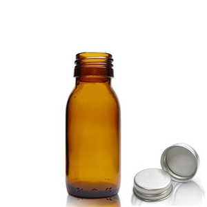 60ml Amber Glass Sirop Bottle & Aluminium Cap - Aluminium