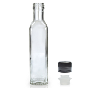 250ml Glass Marasca Bottle & 31.5mm Black Pour Cap