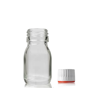 30ml Clear Glass Sirop Bottle & 28mm (Red Band) T/E Cap