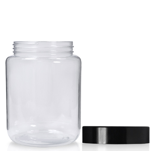 225ml 'PVC' Clear Screw Top Jar & 60mm Black Lid