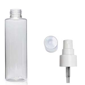 150ml Clear PET/PCR Plastic Tubular Bottle & 24mm Atomiser Spray - Smooth White